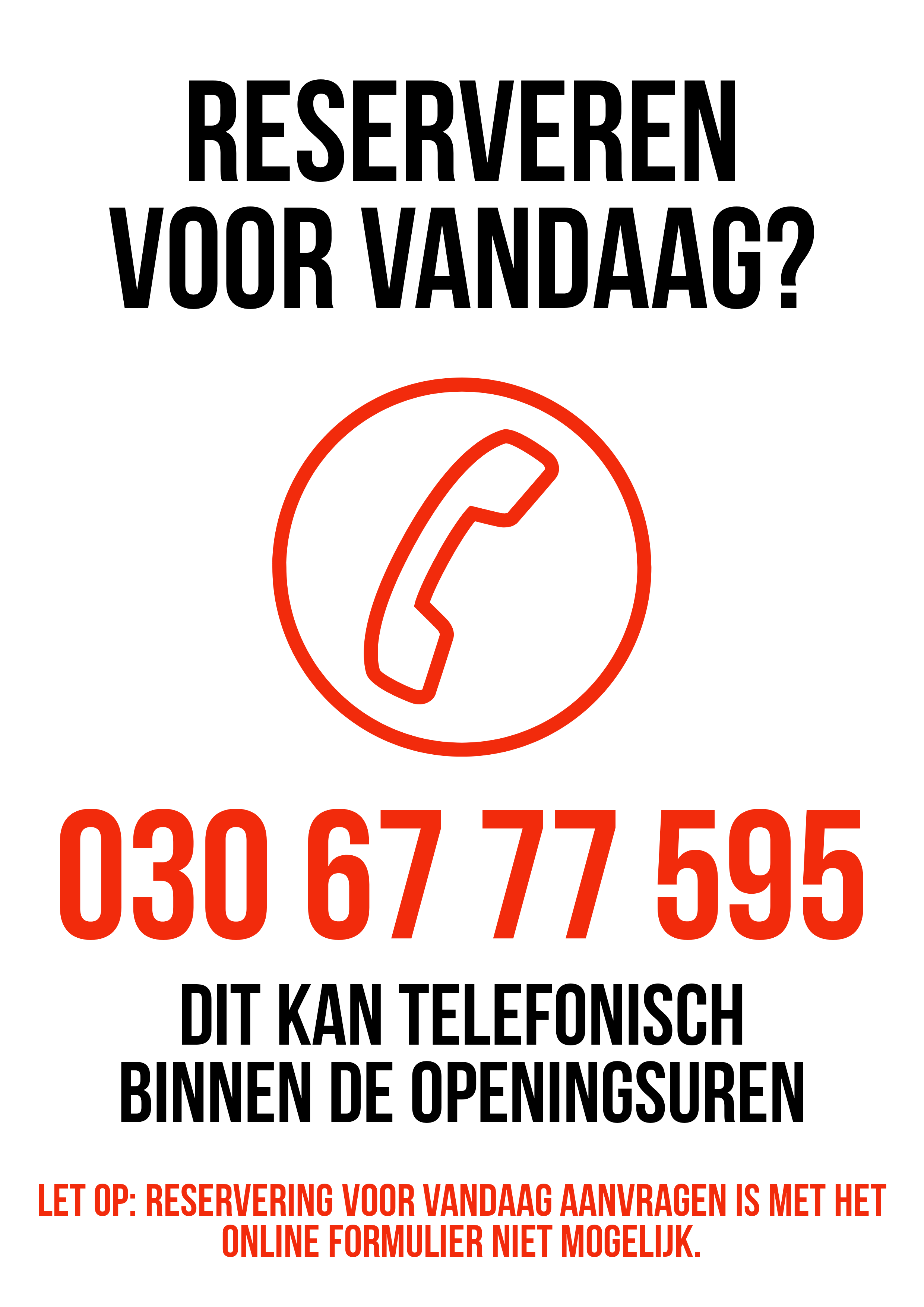 reserveren voor vandaag